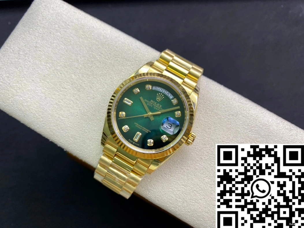 Gold EW Day-Date M128238-0069 Factory Green Gradual Yellow Dial Rolex 0223